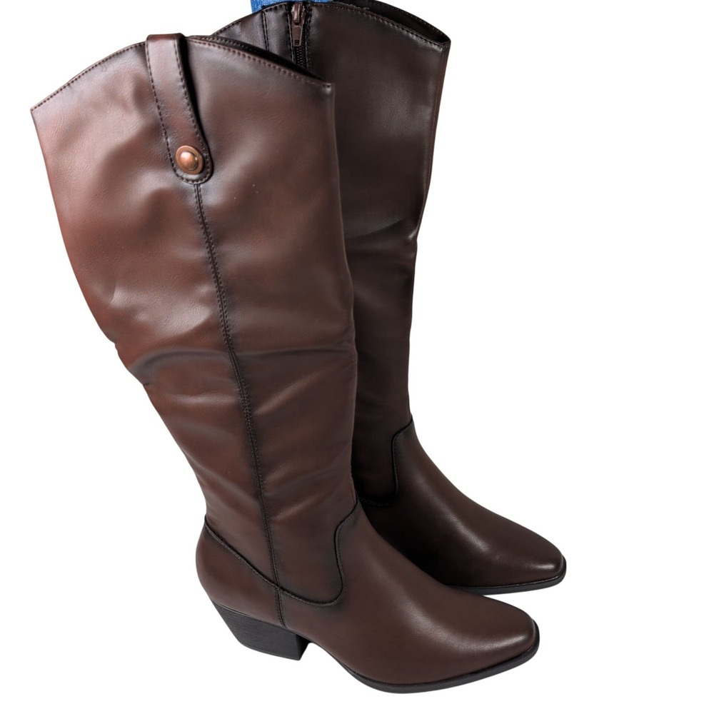 Frye and Co Womens 9.5 Sheldon Brown Tall Western Riding Boots Block Heel Boho